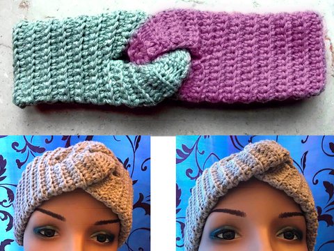 Haarband / Stirnband mit interessanter Schlingung und doppelt gehäkelt