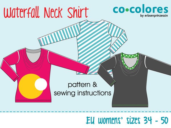 Waterfall neck shirt: E-Book sewing pattern PDF // EU sizes 34-50