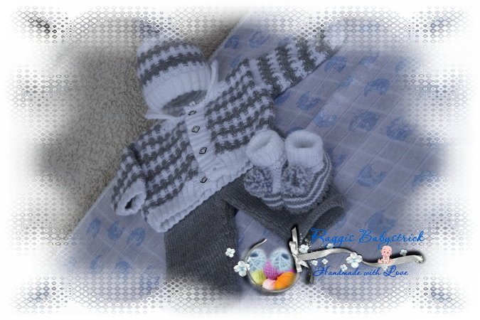 Strickanleitung für Baby's u. Reborns Modell Micky Gr. 50 - 56 4-teilig