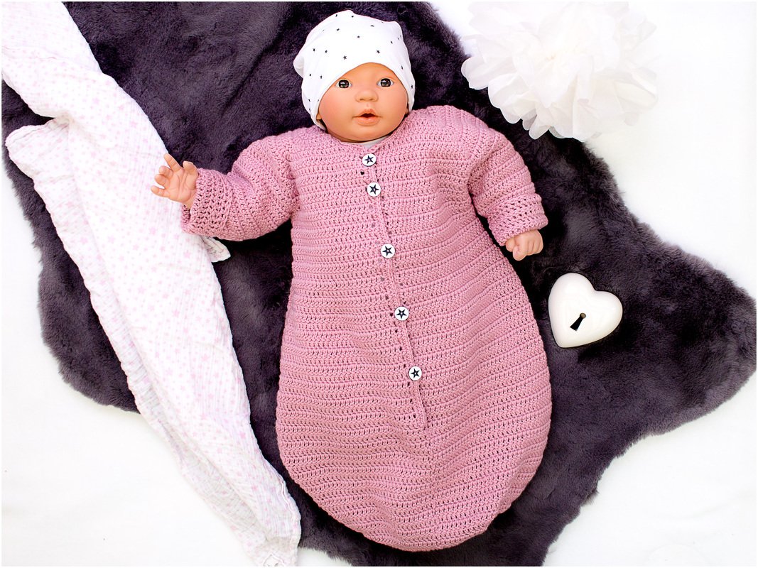 Häkelanleitung Baby Schlafsack "Cuddly Dream" / raglan von oben