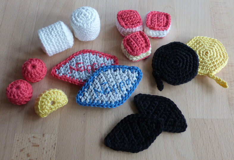 Häkelanleitung für Süßigkeiten-Klassiker: Hamburger Speck, Marshmallow uvm.