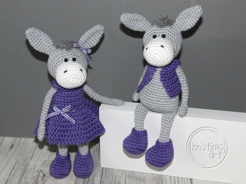 Häkelanleitung Esel mit Kleid Weste Schuhen - Amigurumi - Willi und Greta