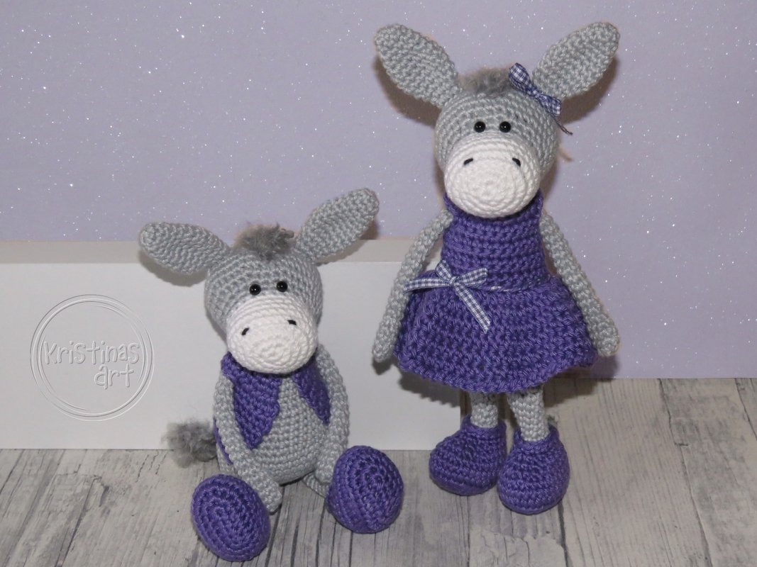Häkelanleitung Esel mit Kleid Weste Schuhen - Amigurumi - Willi und Greta - Bild 2