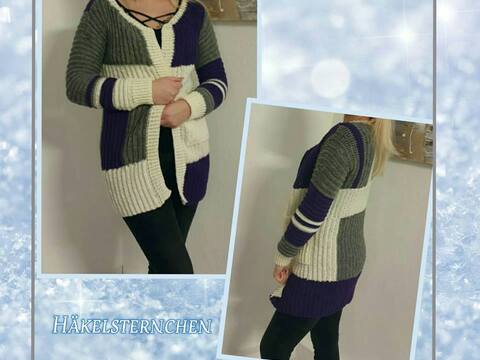 Häkelanleitung als PDF - super einfach - Jacke im Patchwork Style - alle Größen - Farbaktion