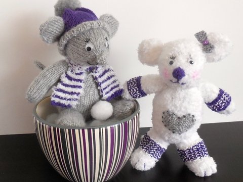 Strickanleitung Maus Kalle und Flöckchen in Love