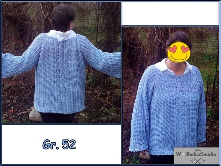 Häkelanleitung Pullover "Eiskristall" - alle Größen