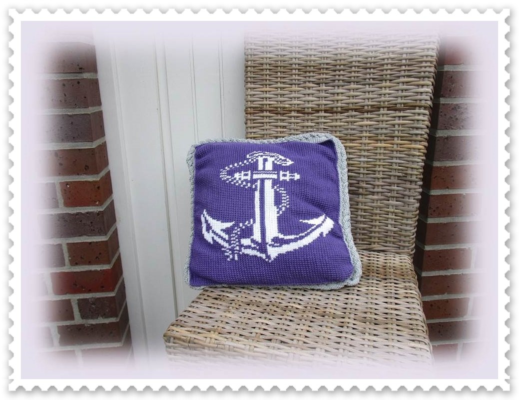 Anker Kissen Küstenliebe / Tunesisch gehäkelt - Bild 2