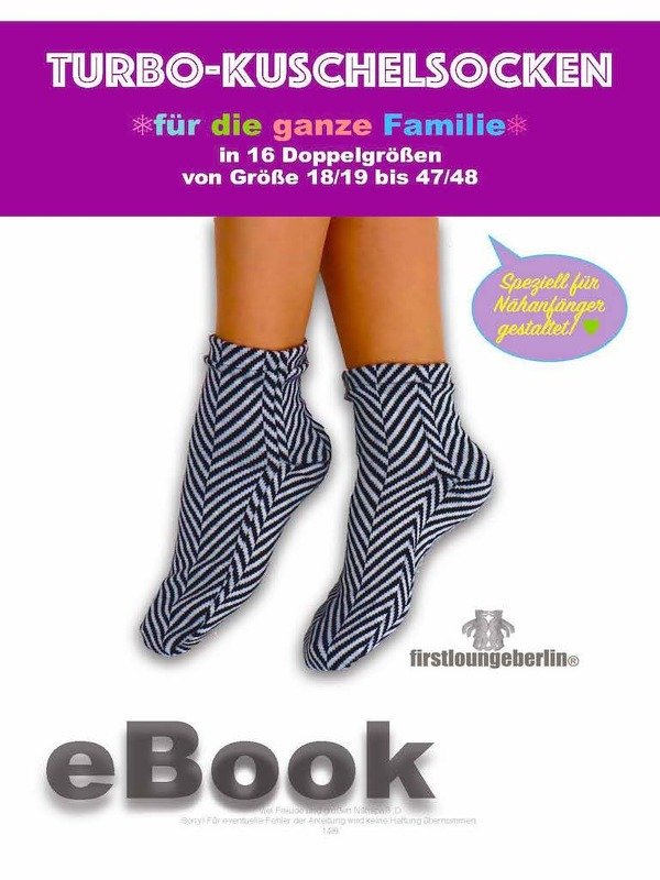 Turbo-Kuschelsöckchen Nähanleitung mit Schnitt für Socken - Kuschelsocken für die ganze Familie 18/19 bis 47/48