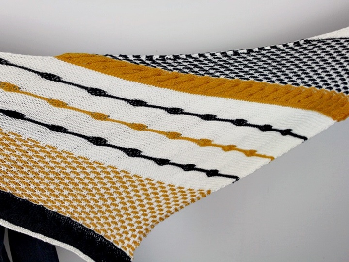 Knitting Pattern PDF Shawl with Cables, Slip Stitch Pattern and Short Rows