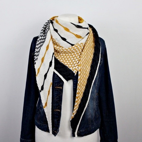 Knitting Pattern PDF Shawl with Cables, Slip Stitch Pattern and Short Rows