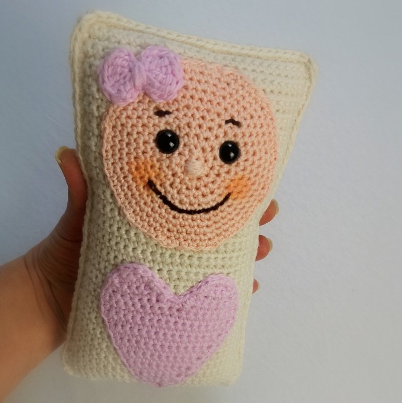 Kissen häkeln - Schmusekissen "Ich hab Dich lieb" - Häkelanleitung PDF - Bild 3