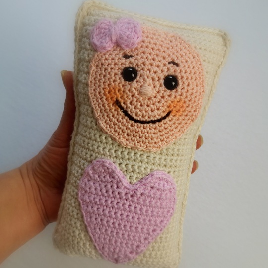 Kissen häkeln - Schmusekissen "Ich hab Dich lieb" - Häkelanleitung PDF