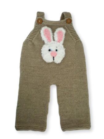 Knitting Pattern Baby Pants in 3 Sizes  with crochet rabitt applique