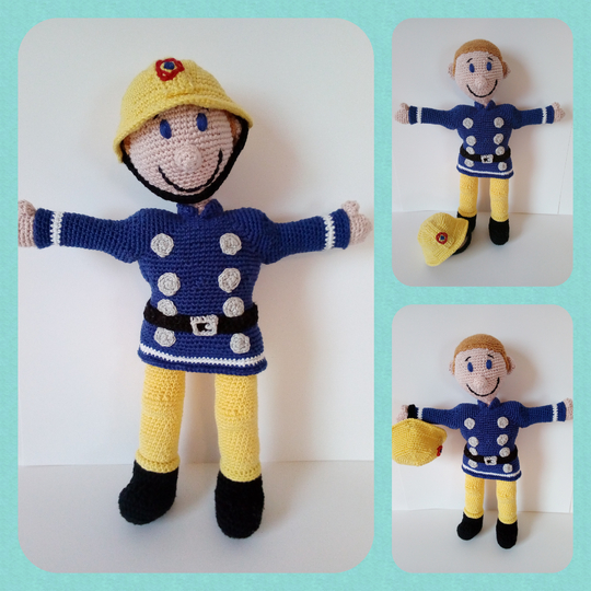 Feuerwehrmann - Feuerwehrpuppe - Häkelpuppe