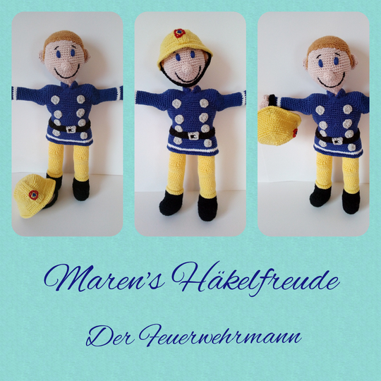 Feuerwehrmann - Feuerwehrpuppe - Häkelpuppe