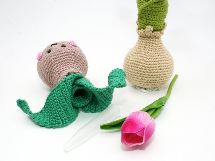 Kleine Blumenzwiebel-Vase - süße Frühlings-/Oster-Deko - Häkelanleitung
