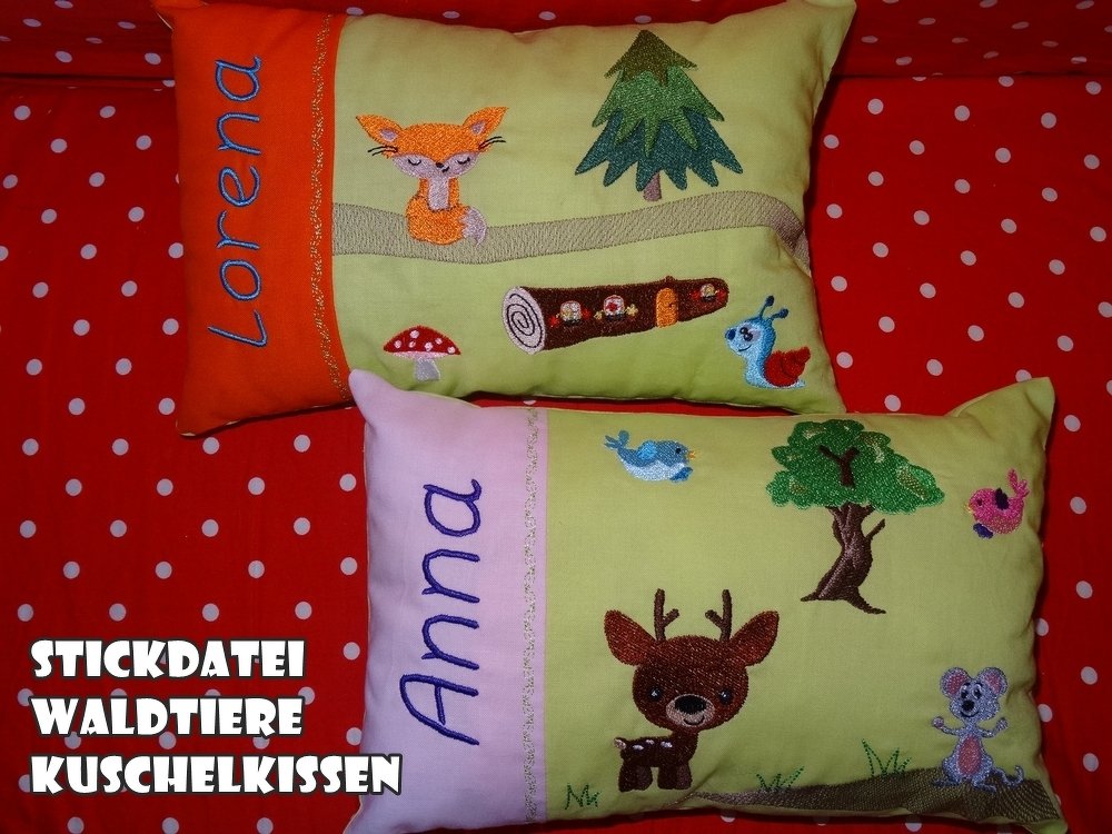Waldtiere Kissen ITH Stickdatei