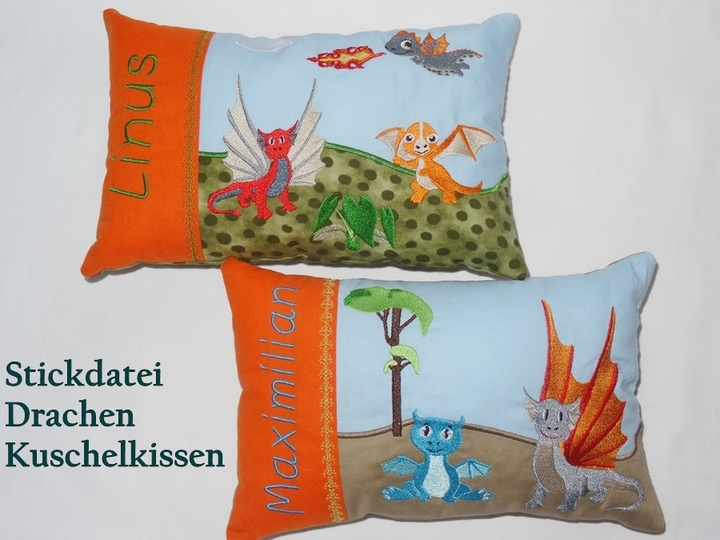 Drachen Kissen ITH Stickdatei
