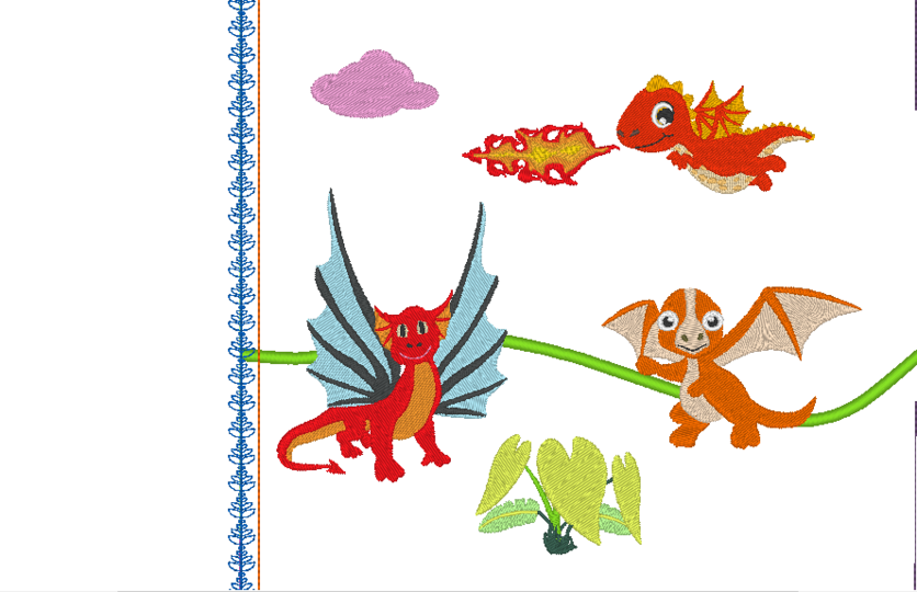 Drachen Kissen ITH Stickdatei