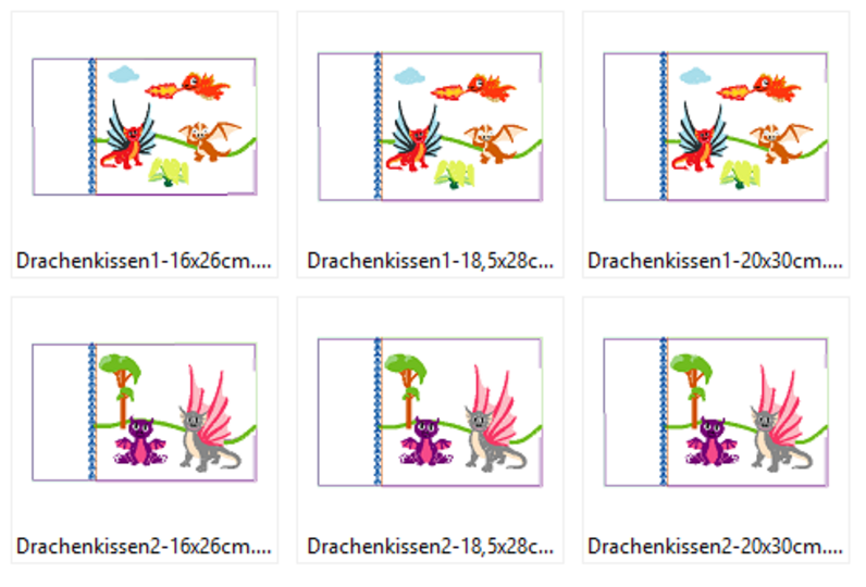 Drachen Kissen ITH Stickdatei