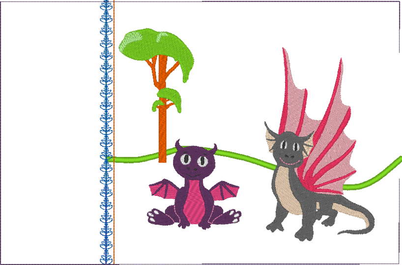 Drachen Kissen ITH Stickdatei