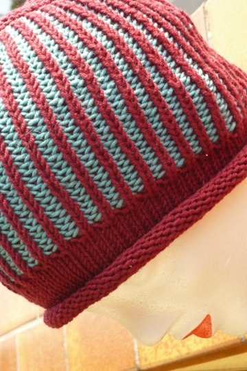 Mütze mit Patentmuster gestrickt