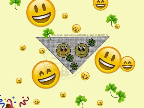 Motivtuch Smiley's Glücksklee