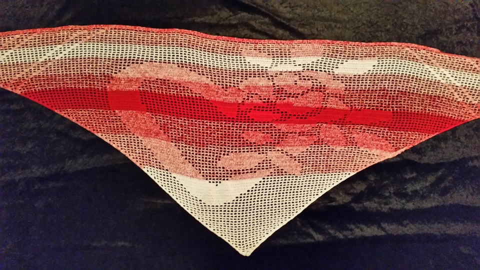 Motivtuch, Herzblume, Dreieckstuch, Häkelanleitung