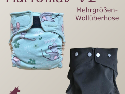 fluffomat V2 ~ Wollwindel, Wollsnapüberhose, Mehrgrößenschnitt Preemie-XL