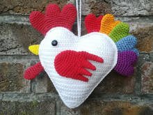 Hahn mit Herz - Häkelanleitung