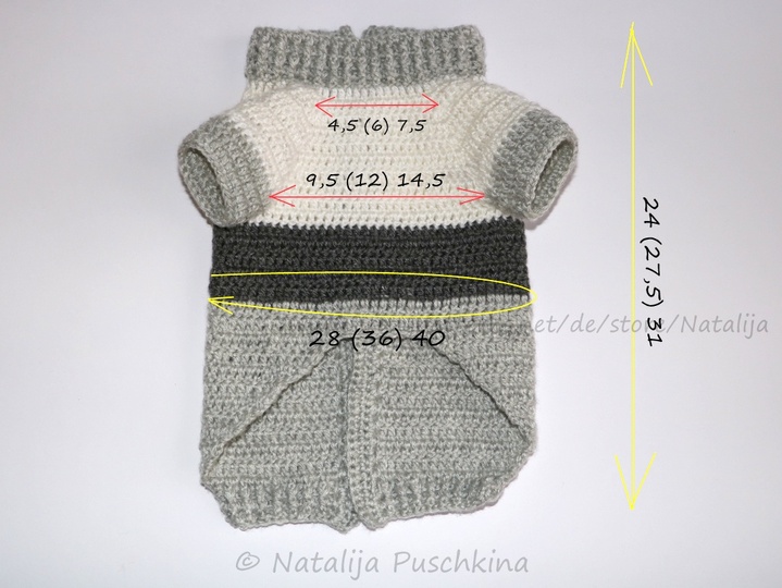 Hundepullover in 3 Größen - Häkelanleitung