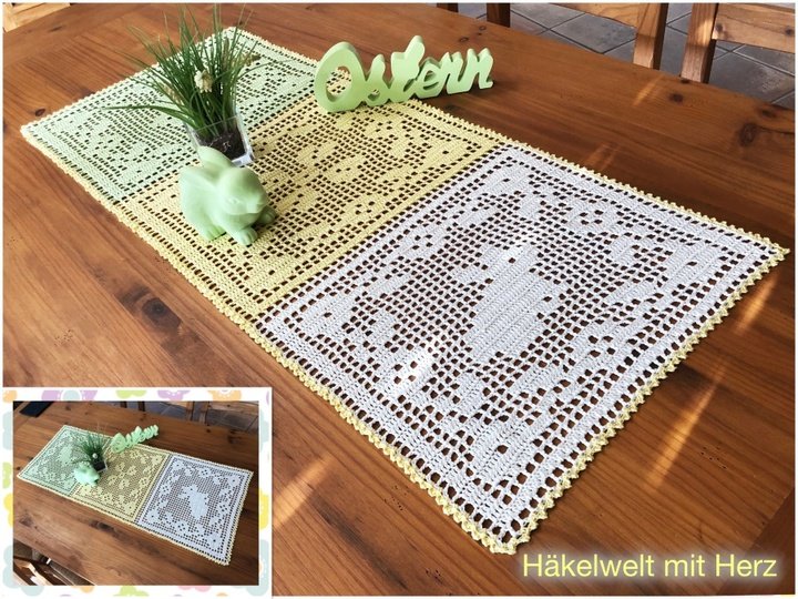 Häkeln / Tischläufer "Hasi"