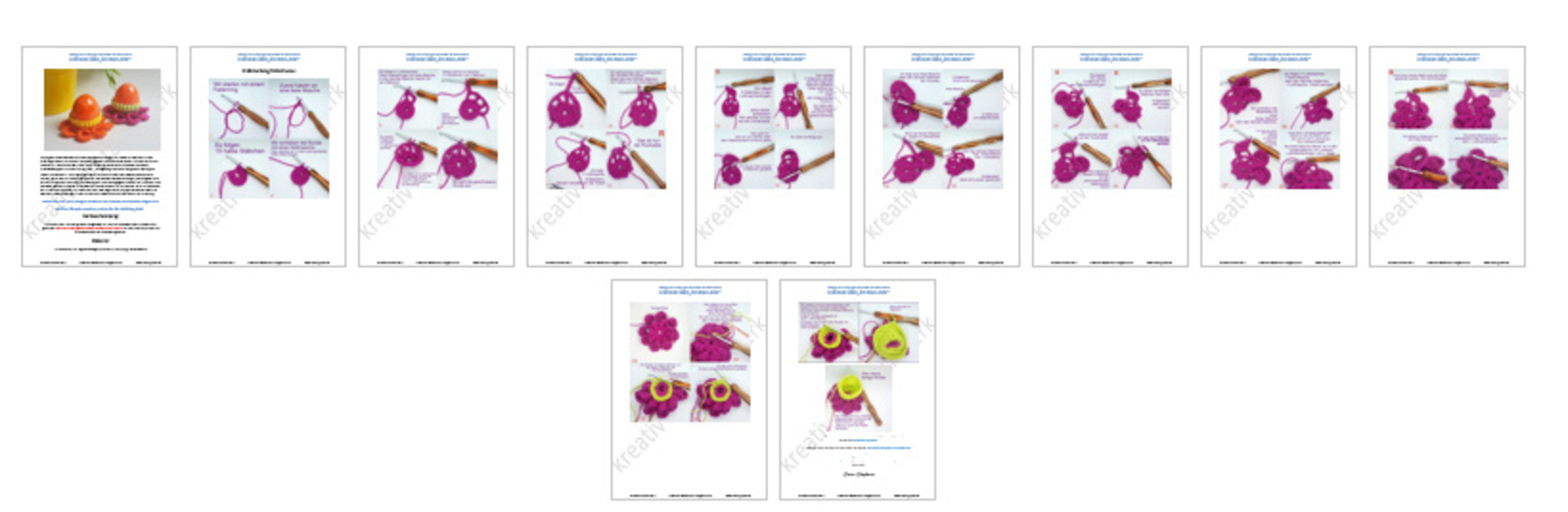 Häkelanleitung Eierbecher, Eierwärmer "Eierblume", 3D-Blume