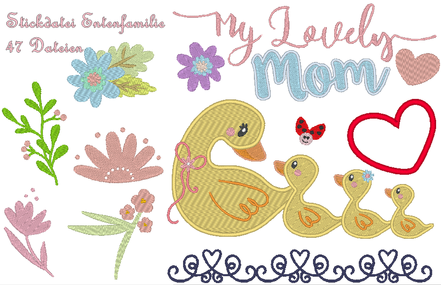 Entenfamilie Stickdatei