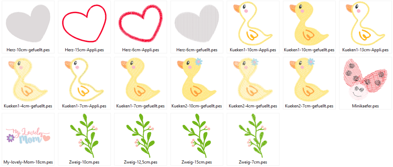 Entenfamilie Stickdatei