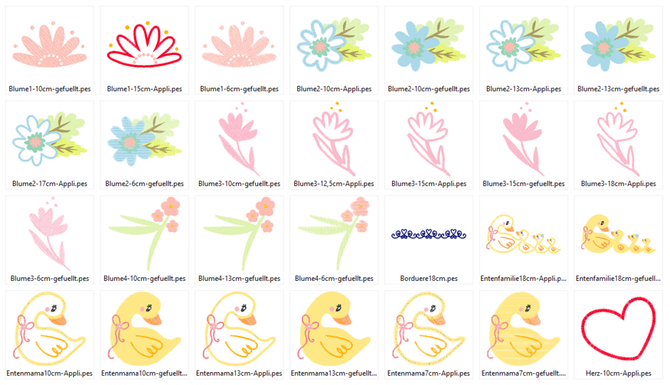 Entenfamilie Stickdatei