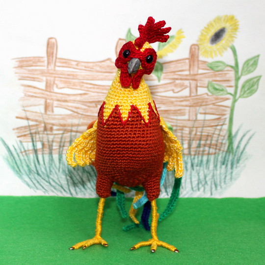 Реалистичный петушок. Мастер класс по вязанию крючком.