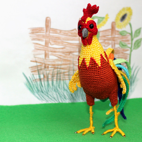 Реалистичный петушок. Мастер класс по вязанию крючком.
