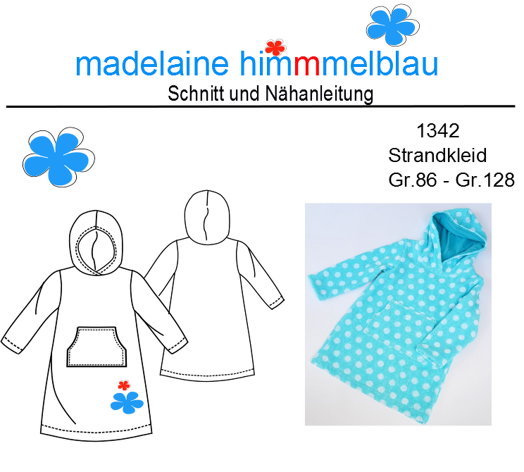 1342 Schnittmuster Strandkleid Kinder Badeponcho Kleinkind Gr.86-128 PDF