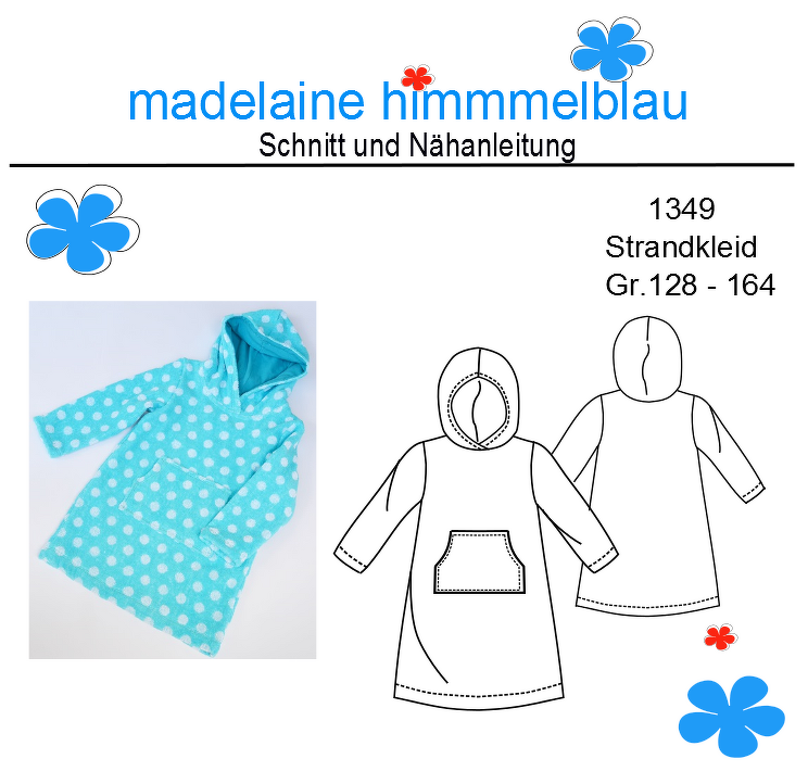 1349 Schnittmuster Badeponcho Strandkleid Kinder Kleid Gr.128-164 PDF