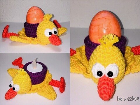 Eierbecher mal anders >>> Küken - Häkelanleitung