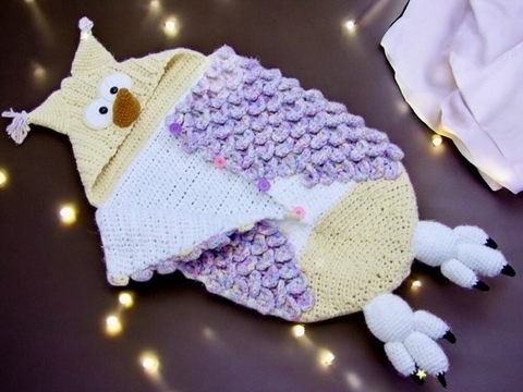 Sleeping Bag Snowy Owl Hedwig - Crochet Pattern