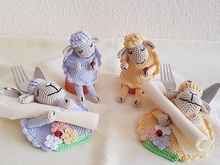 Häkelanleitung Bestecktasche und Eierwärmer "Schäfchen"