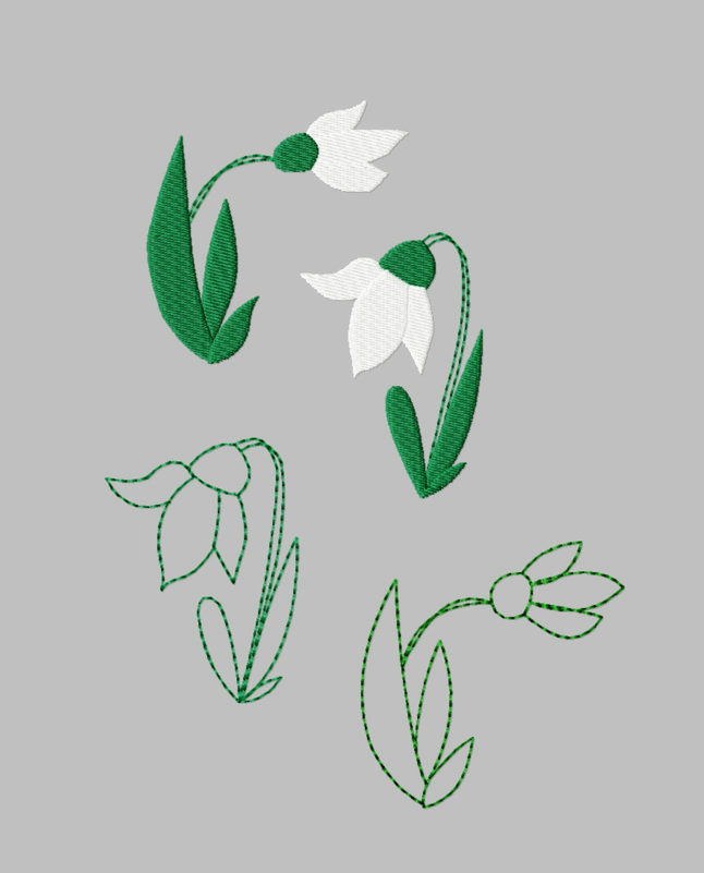 Stickdatei "Schneeglöckchen“ Rahmen 10 cm x 10 cm - Bild 2