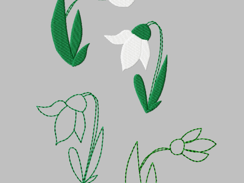 Stickdatei "Schneeglöckchen“ Rahmen 10 cm x 10 cm