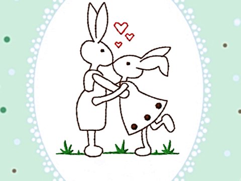 Stickdatei "Osterhasen Redwork“ Rahmen 10 cm x 10 cm