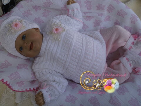 Strickanleitung für Baby's u. Reborns 3-teilig Modell Ella Gr. 56