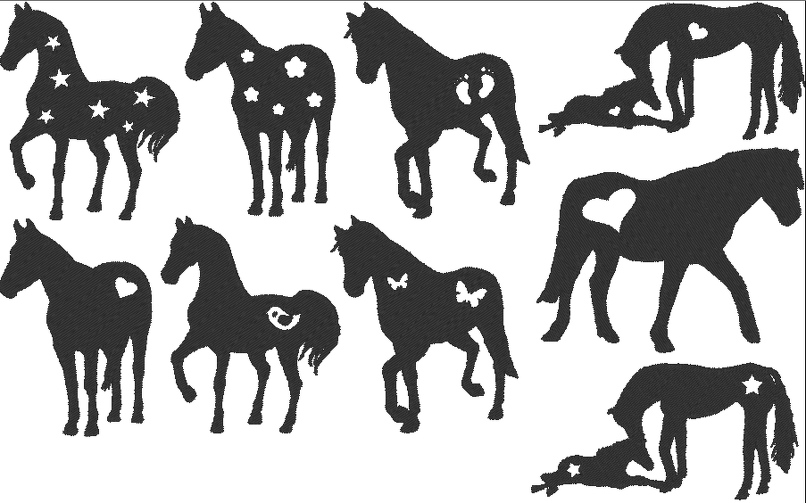 Pferd Silhouette mit Aussparungen Stickdatei