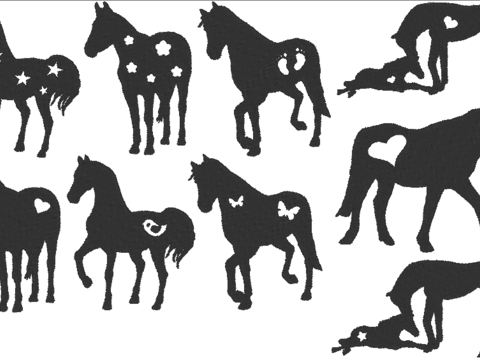 Pferd Silhouette mit Aussparungen Stickdatei