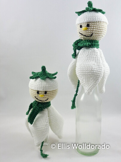 Schneeglöckchen-Wichtel, süsse Deko-Hänger, Häkelanleitung